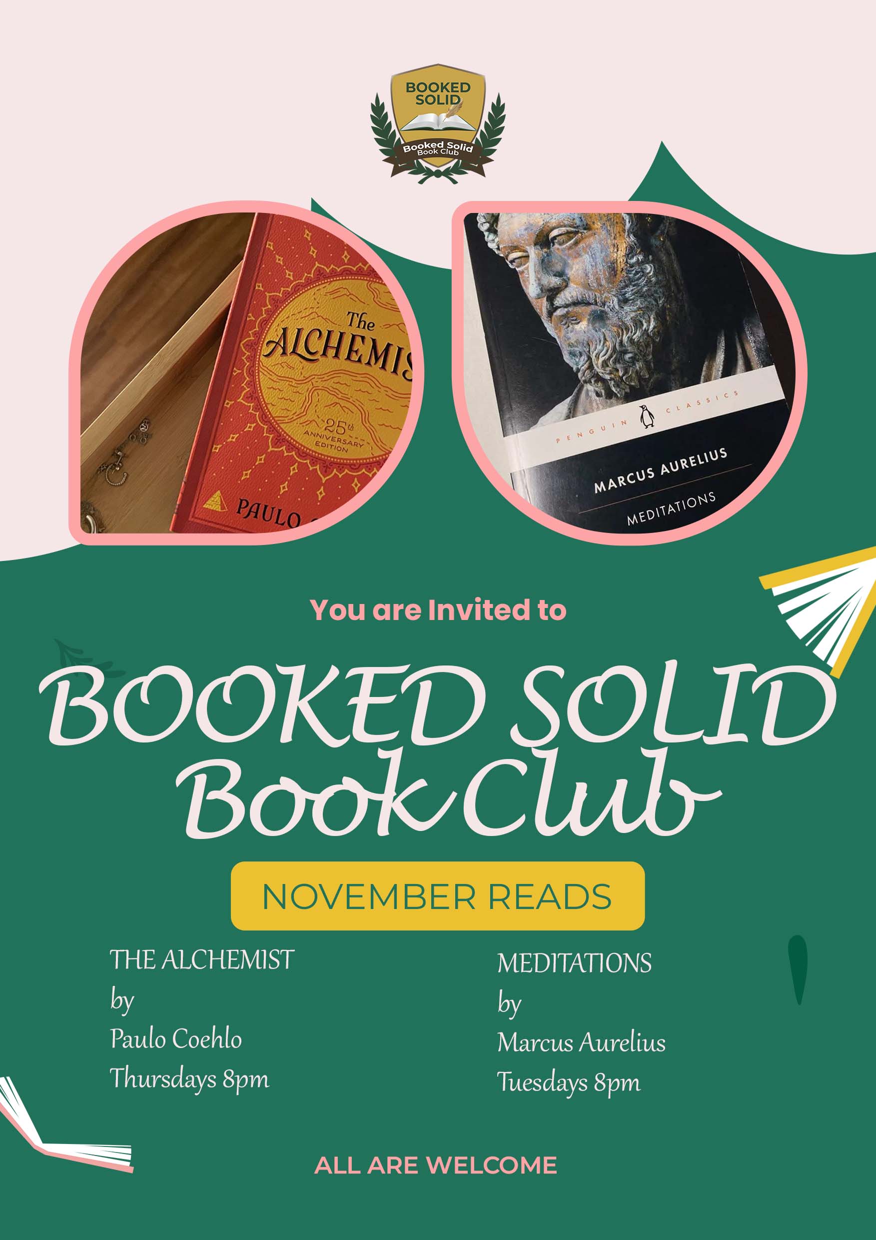 Booked Solid Book Club Social Media Post